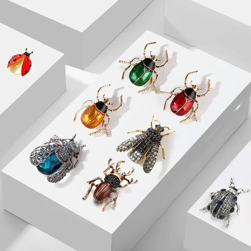 

Brooch Brooch Pin Luxury Atmosphere Cute Beetle High-End Cardigan Coat Collar Pin Accessories Insect Model