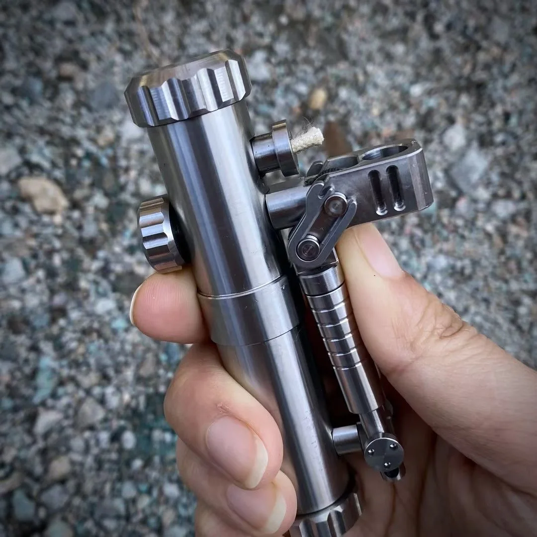 New stainless steel mechanical double bar fuel lighter, semi-automatic press ignition lighter, cigarette accessories, men's gift