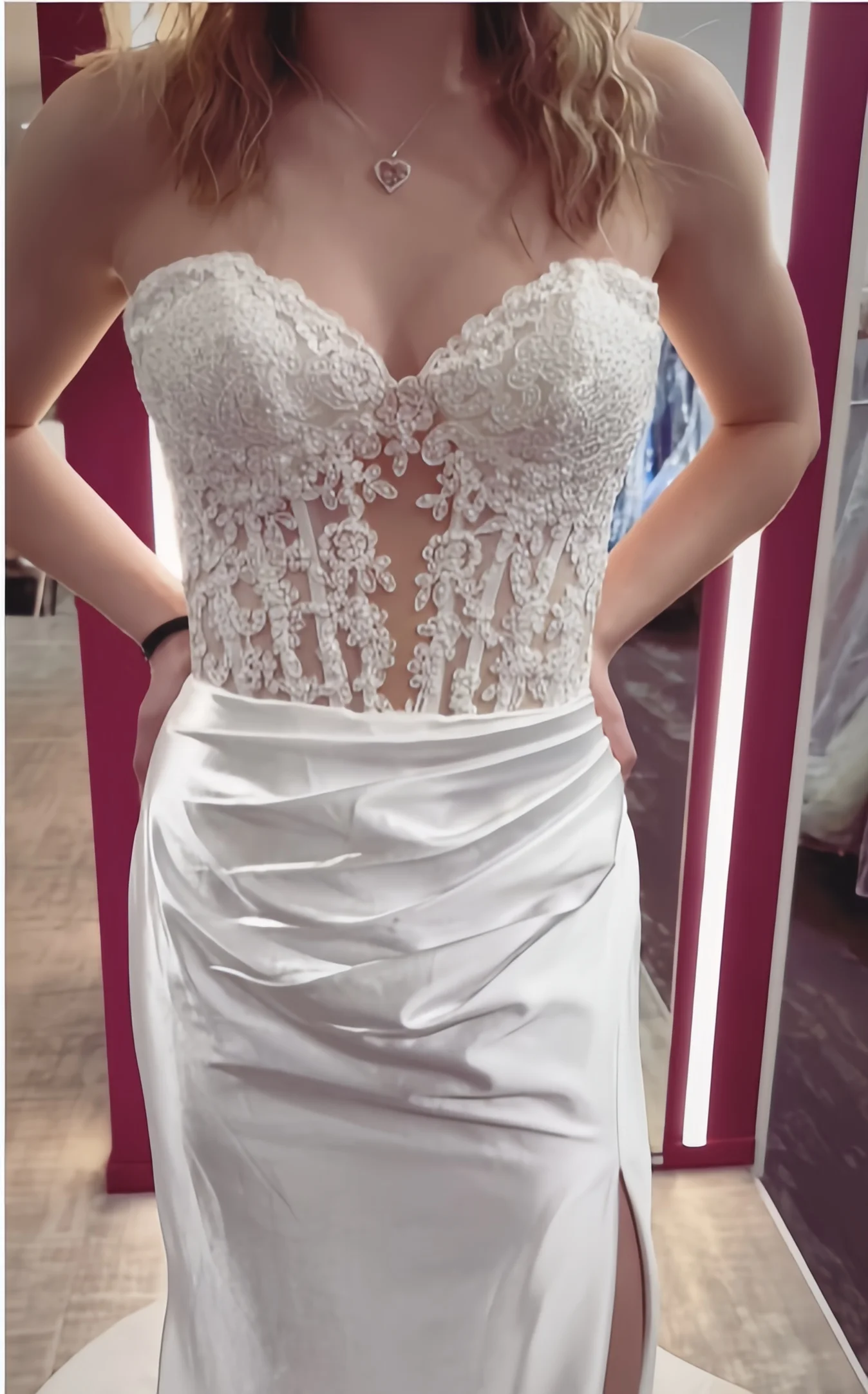 Women\'S Sweetheart Satin Lace Prom Dresses Long Mermaid Formal Evening Party Gowns Shiny Sexy Wedding Dresses