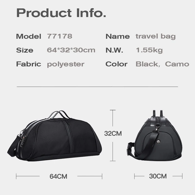 50L Travel Bag Men Gym Bag Sports Multifunction Handbag Shoulder Bags Waterproof Resistant Expandable Backpack With Shoes Pouch