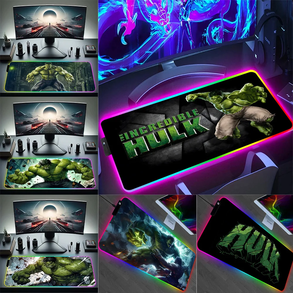 

RGB Pc Gamer Keyboard Mouse Pad Mousepad LED The Hulks Glowing Mouse Mats Rubber Gaming Computer Mausepad