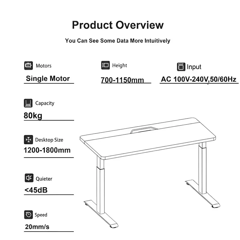 48x24 Inch YG Alloy Steel Electric Adjustable Height Desk Office & Home Use Sit-Stand Computer Desk with Dual Brushless Motor
