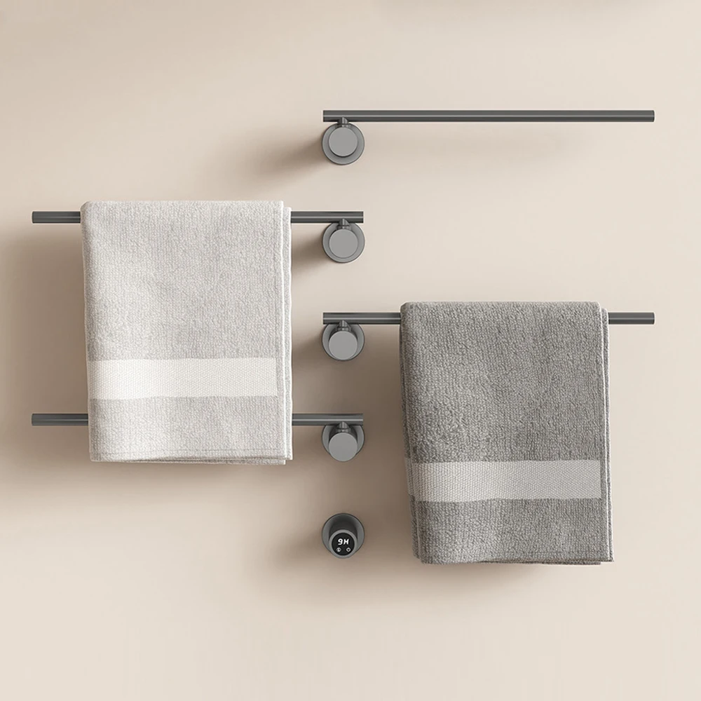 Smart Heated Towel Rack, Bathroom Towel Warmer with Timer, Adjustable Temperature, Rotating Bars, Towel Dryer, Bathroom Towel Ra
