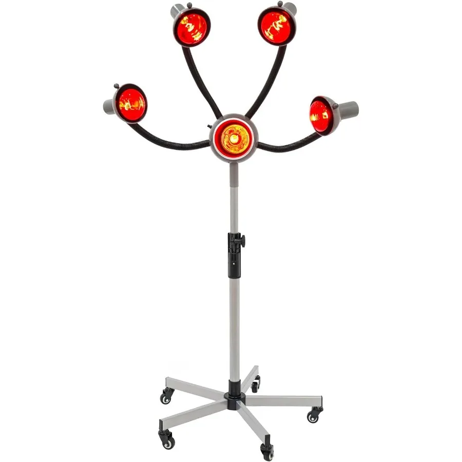 

5-головочный инфракрасный свет, тепловая терапия, красная лампа, салонная отпариватель для волос, химическая завивка, окрашивание, машина с регулируемой высотой и роликовыми колесами Inf