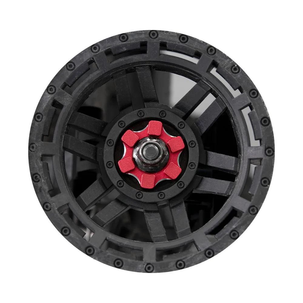 HFLRC Aluminum 17mm Hex Adapter Set with Pins and Set Screws for Traxxas Maxx 1/10 RC Truck Wheels Replacement Red Black