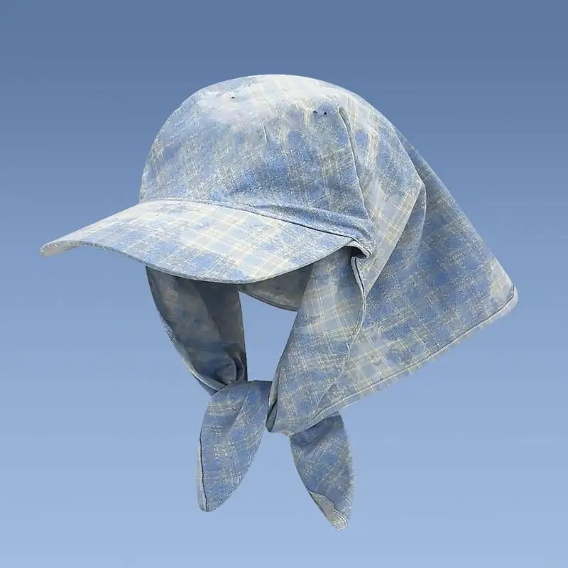 Plaids مصبوغة ربط قبعة البيسبول القطن القطن الحجم قابلة للتعديل تصميم القبعة رأس الحجاب للنساء النشاط في الهواء الطلق 6xda