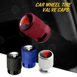 4pcs Skull Logo Car Wheel Tire Valve Caps Air Stem Aluminum Accessories For Jeep Wrangler Gladiator Renegade Ford F-150 Ranger