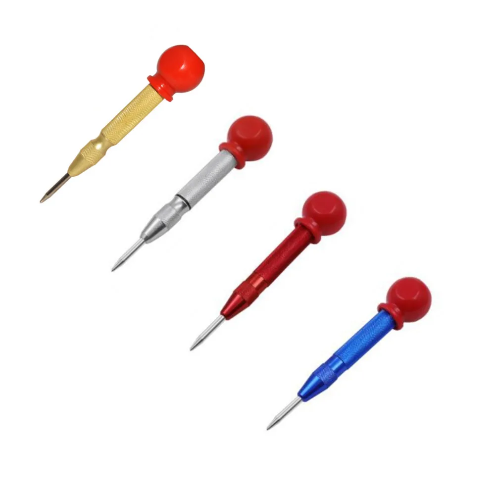 1 Piece 5 inch Adjustable Impact Spring Loaded Center Punch Tool for Positioning with Cap