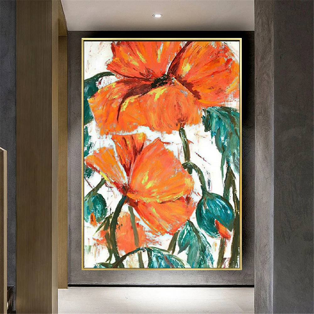 Hand-Painted Colorful Flowers Oil Painting On Canvas Wall Art Modern Abstract Handmade Mural Artwork Home Decoration Pictures