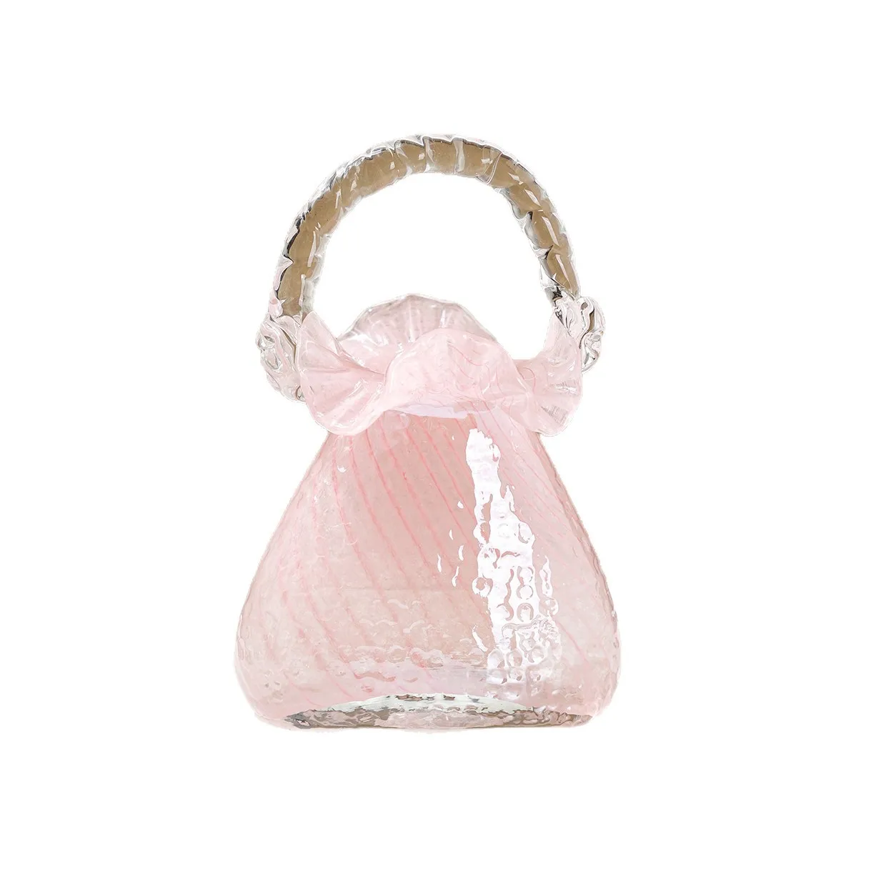 Premium exquisite light luxury handbag bag vase glass flower basket living room home soft decoration glazed flower arrangement