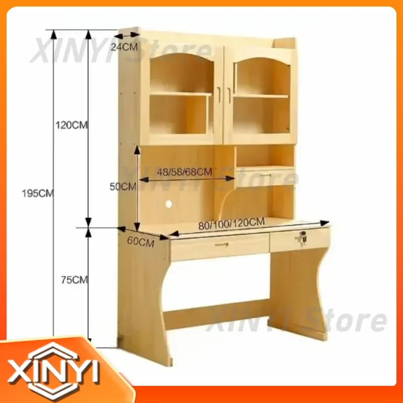 Solid Wood Minimalist Computer Desk and Chair with Desktop Bookshelf for Kids Learning Writing Study Desk Set for Home Office