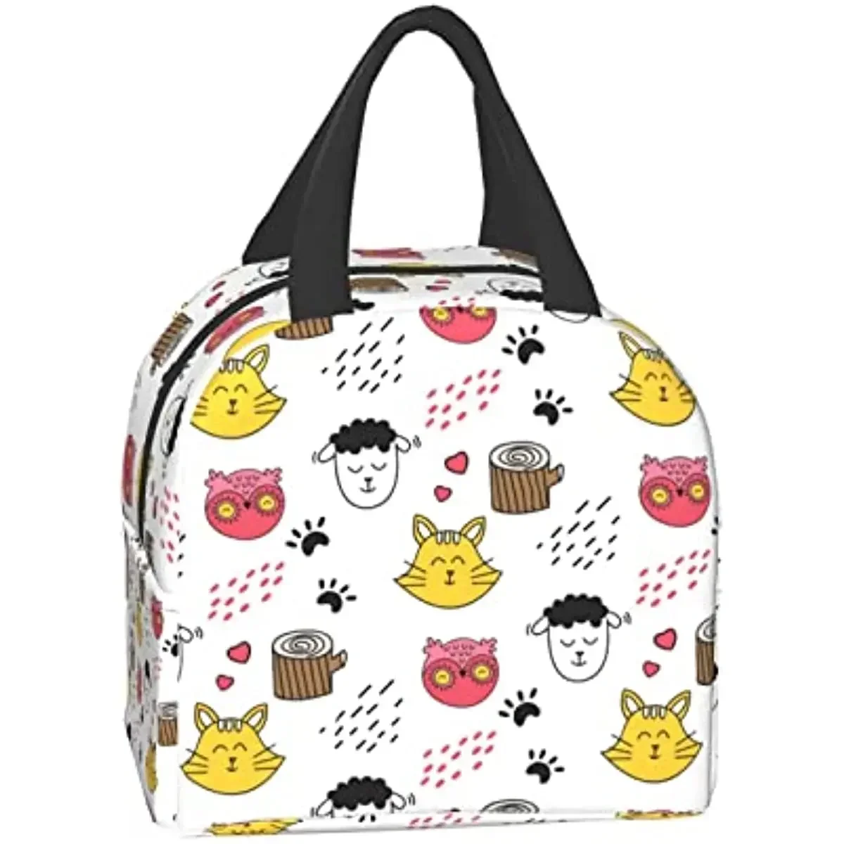 Cute Sheep Cat and Owl Lunch Bags Insulated Lunch Box for Women Men Tote Bag Lunch Container for Work Travel Outdoors