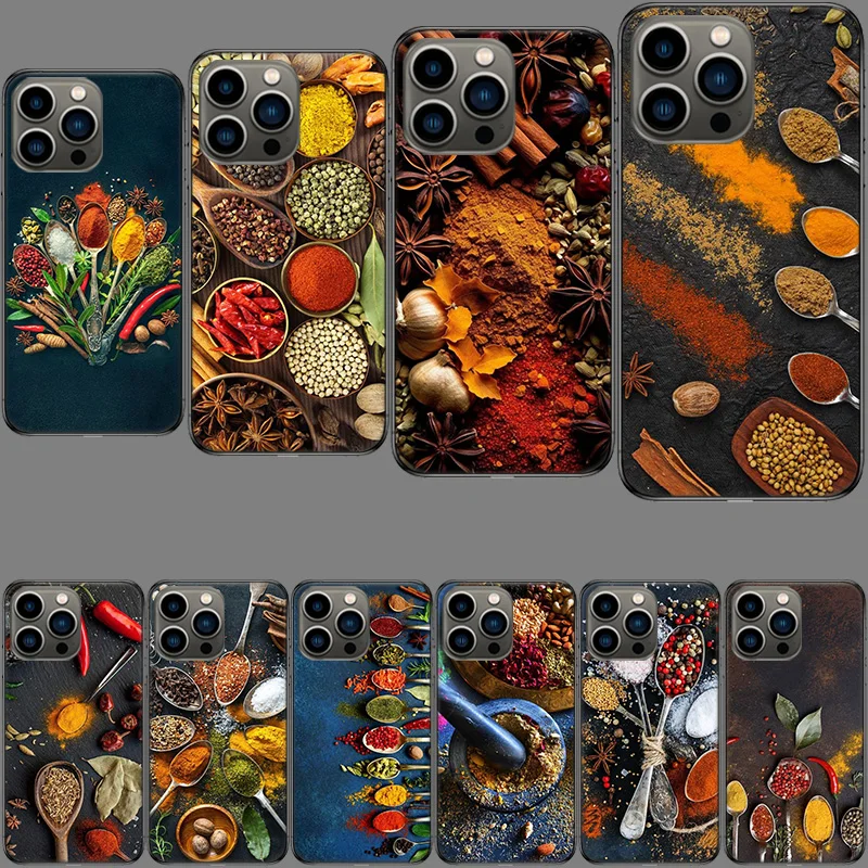 Kitchen Seasoning and Spices Phone Case For Apple Iphone 15+ 14 Plus 16 Pro Max 12 13 Mini 11 Pro X XS Max XR Cover Shell Coque