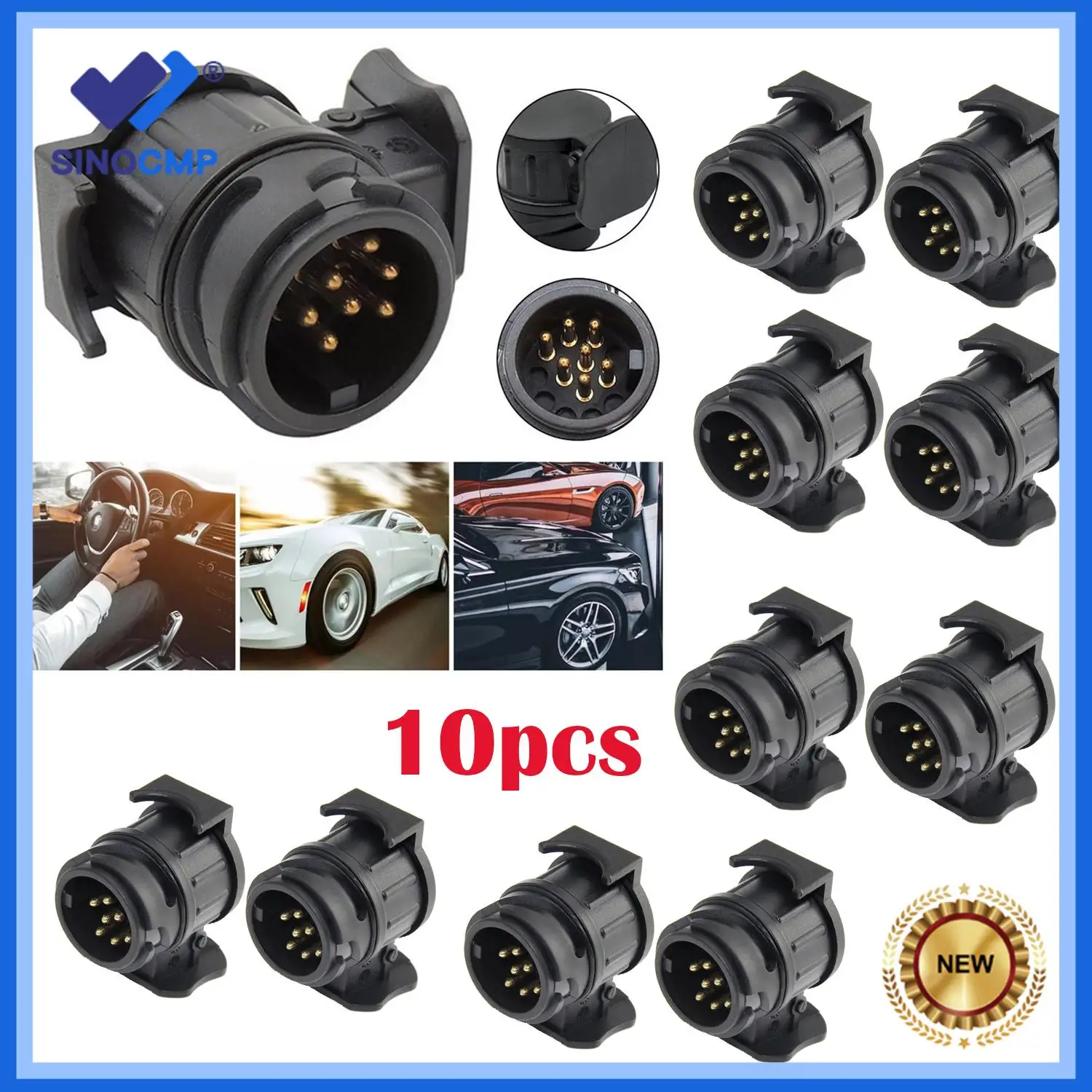 

10pcs 13 Pin To 7 Pin Plug Adapter Towbar Socket For Car Trailer Truck Caravan Waterproof New Plugs Socket Adapter Car Parts