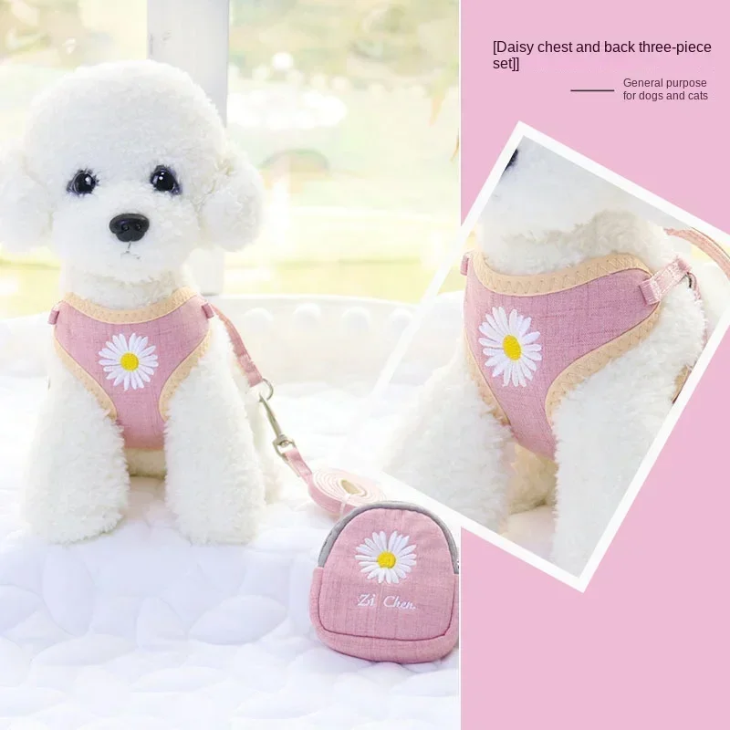 

Solid embroidered dog leash chest strap Teddy Bomei pet leash dog leash dog chain pet supplies