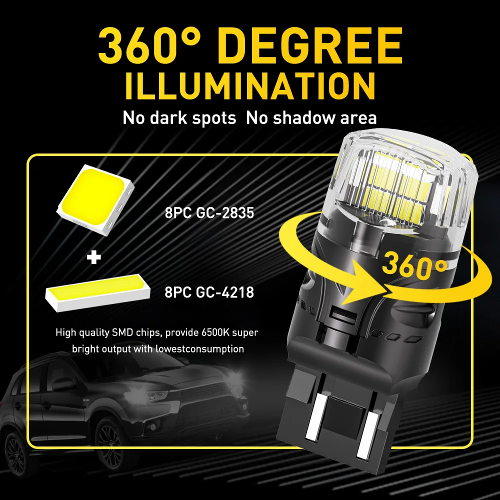 AUXITO 2Pcs 7443 W21/5W T20 LED Bulb for Lada Toyota Honda WY21W 7440 W21W LED Reverse Light DRL 12V Car Parking Position Light