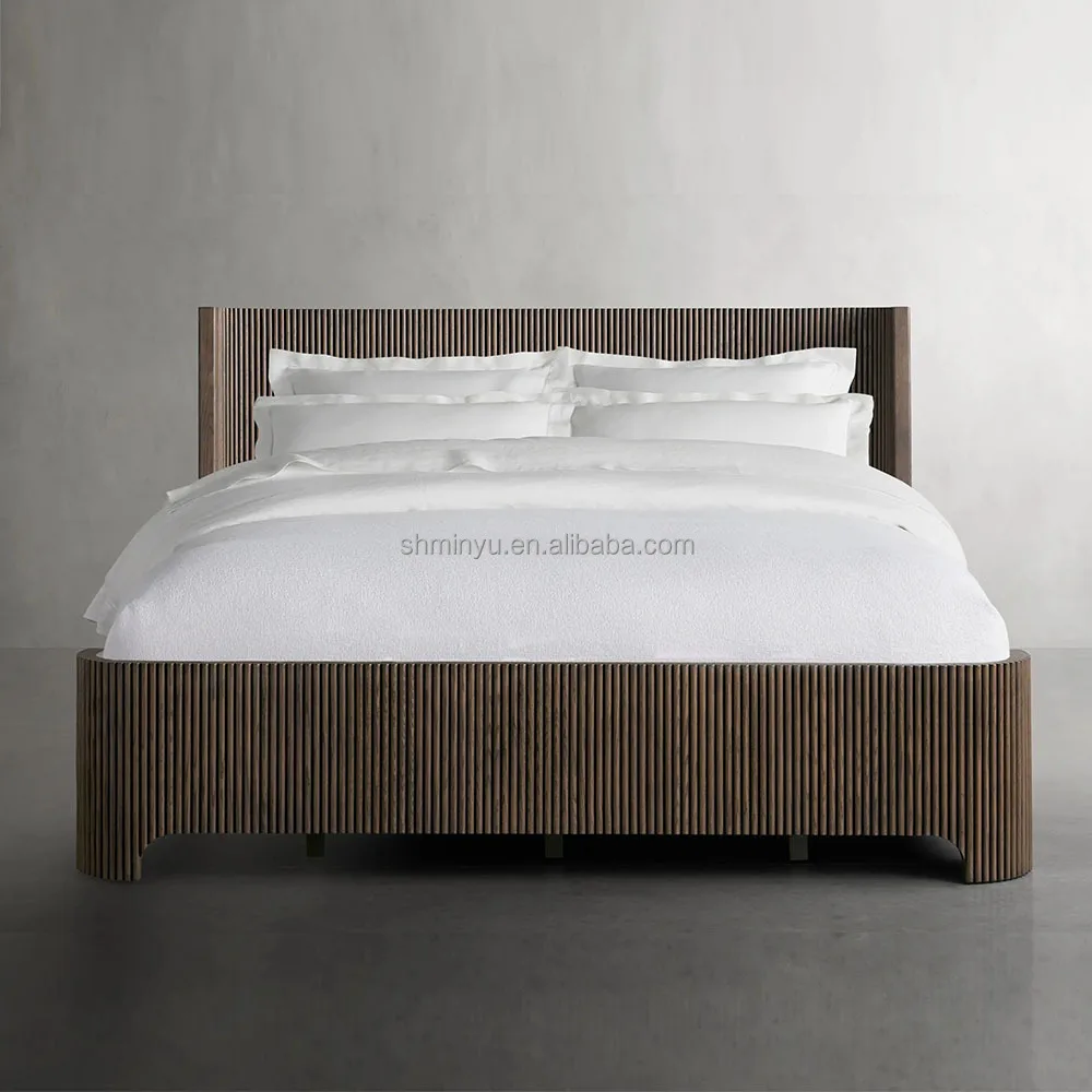 

High Quality Solid Oak Bed Frame Reed Designed Modern French Style for Bedroom Double or Queen Size for Home Use