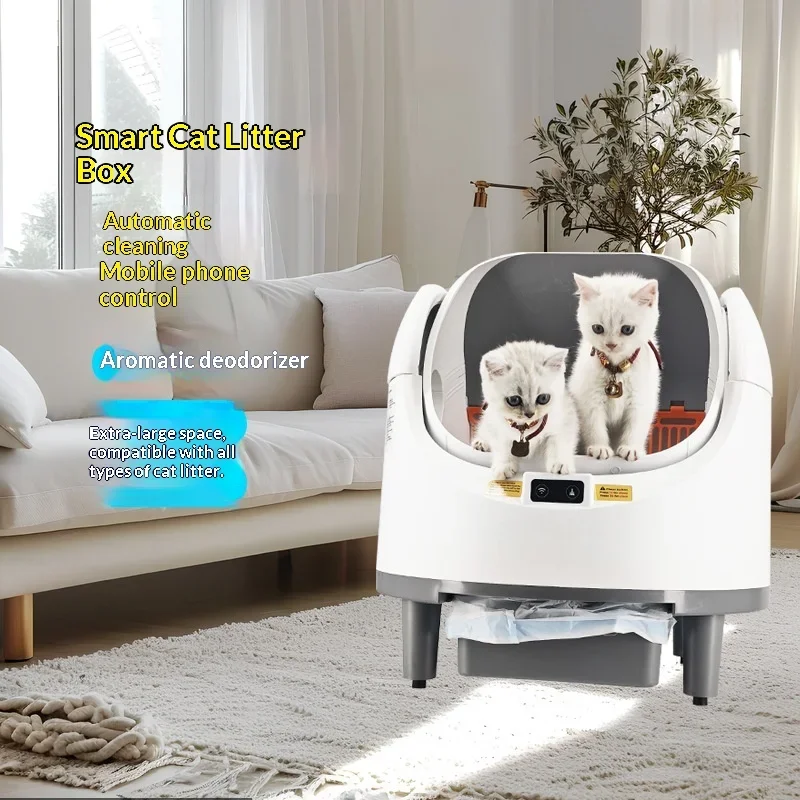 

Smart Open-Top Large Space Self-Cleaning Cat Litter Box, Fully Automatic Odor Control Kitty Toilet for Indoor Cats