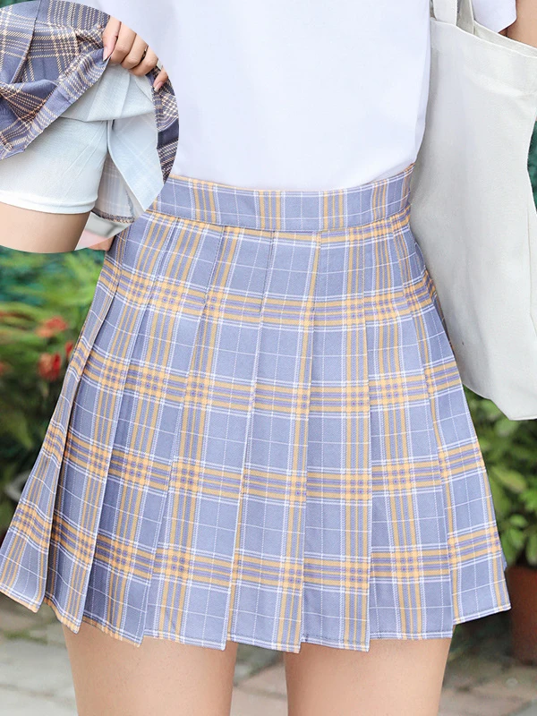 Cintura alta plissada ort saia rua sle jk cintura cinching saia plissada para mulher ci deslocamento casual wear