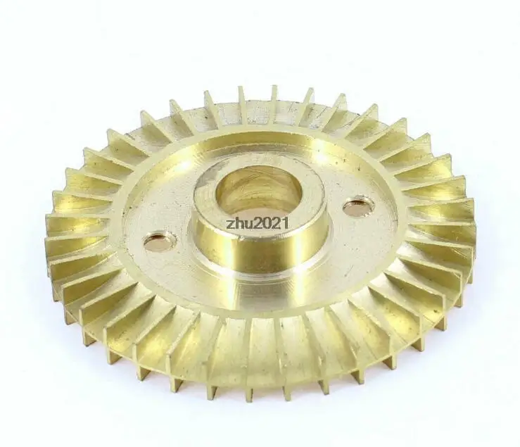 Water Pump Part Dual Two Side 66mm Dia. Gold Tone Brass Impeller