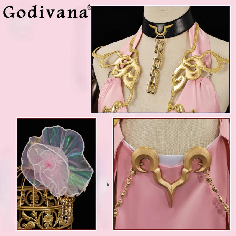 CC Lost Story Cosplay Costume for Women Uniform Female Halloween Party Role Play Girls Cos Pink Long Party Dress Suits