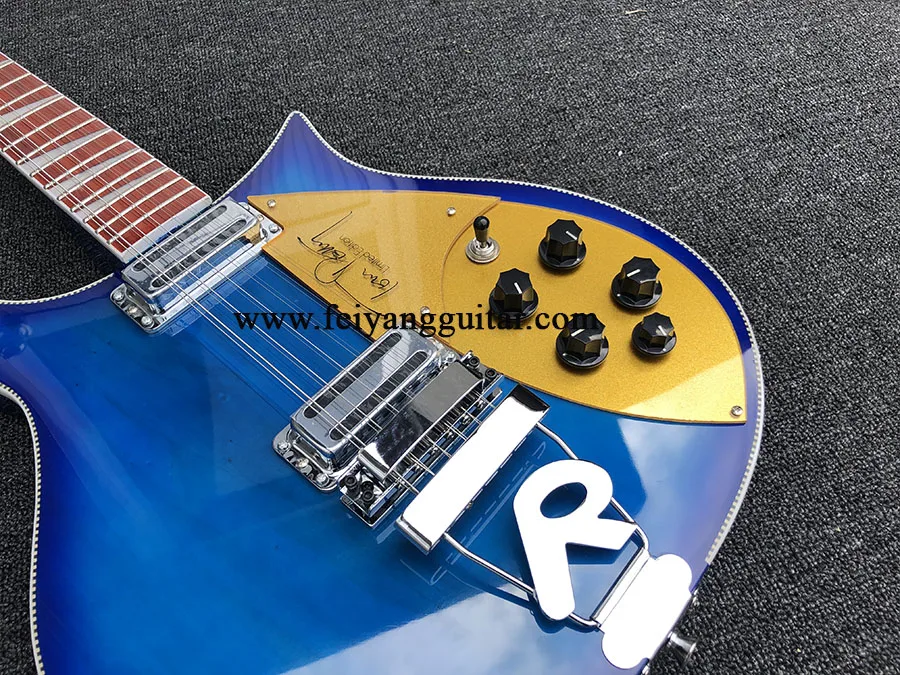 Electric Guitar with neck through body，2-Pickup, blue Color, 660-12Strings, High Quality, Free Shipping