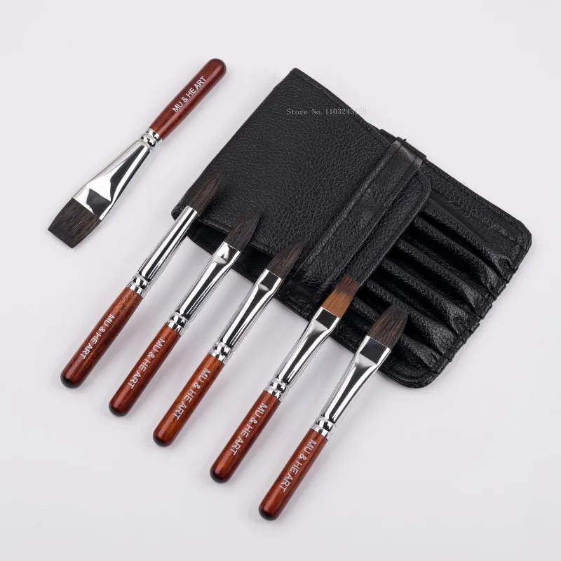 6-piece Mini Travel Painting Pen Bag Set Art Watercolor/gouache Paint Details Sketching Coloring Brushing Water Color Brushes