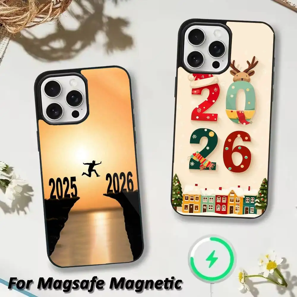 

Happy New Year 2026 Phone Case For iPhone 17,16,15,14,13,12,Plus,Pro,Max for Magsafe Magnetic Wireless Charging