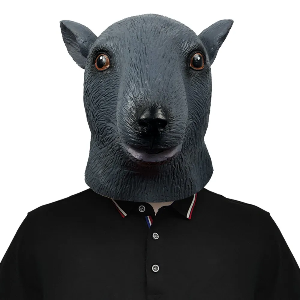 Realistische Maus-Tierkopf-Latexmaske Halloween-Kostüm Rattus-Rattenkopfbedeckung Party Erwachsenen-Riesenmaus – Detail 3