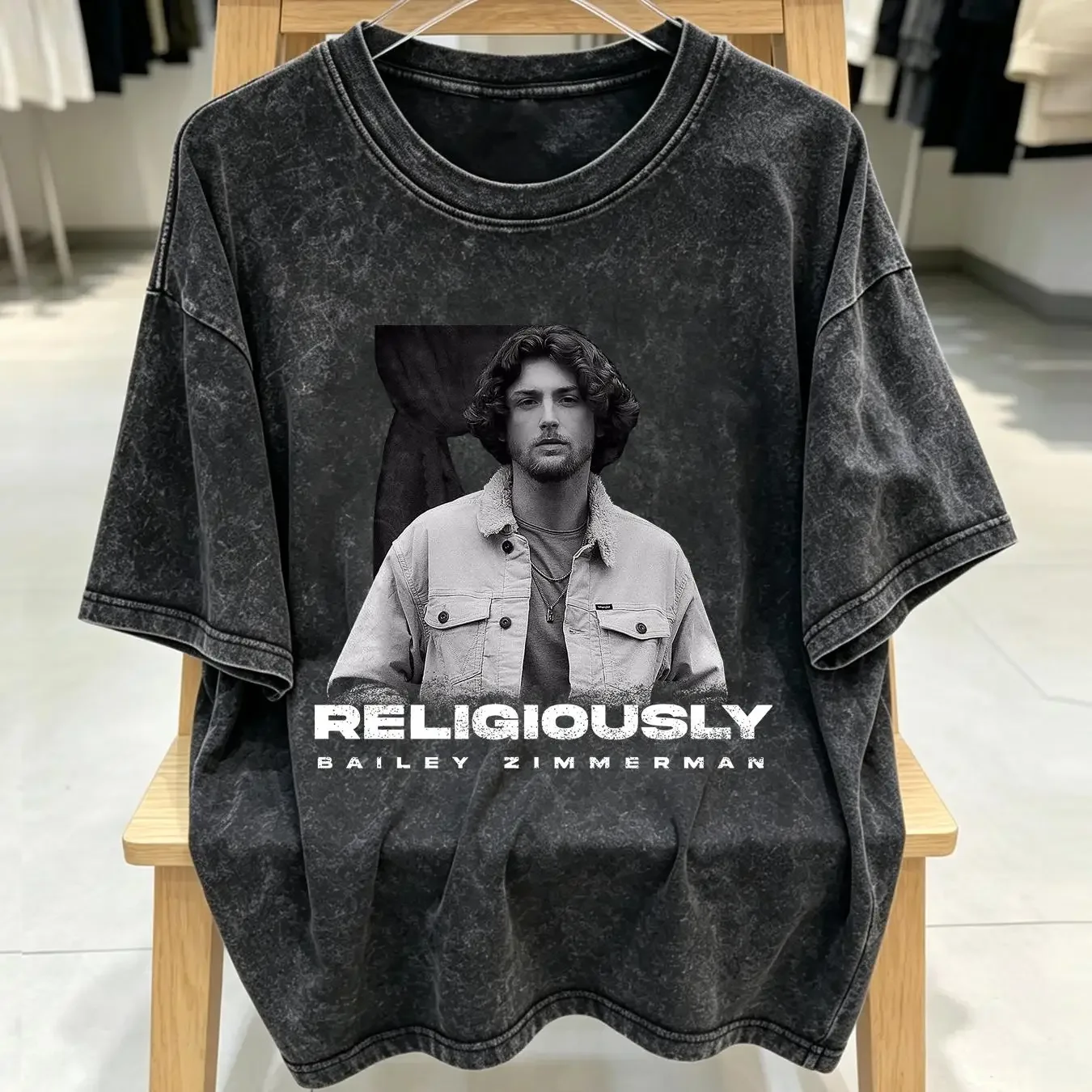 washed T Shirt BAILEY ZIMMERMAN RELIGIOUSLY  Cotton Black S to 2345XL HC111 vintage Washed Comfortable designer clothes