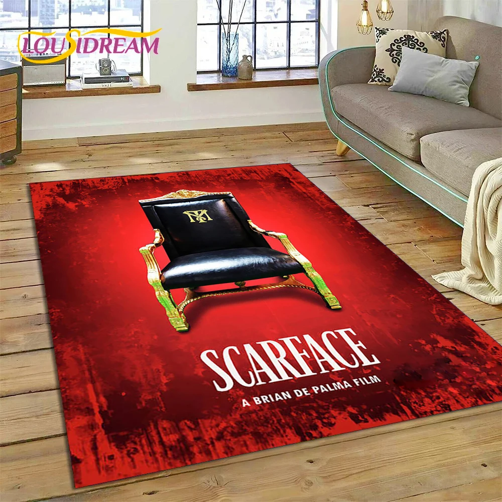 Scarface Tony 3D Printing Movie Carpet Rug for Bedroom Living Room Home Sofa Decoration,Children Game Large Decor Floor Mat Gift