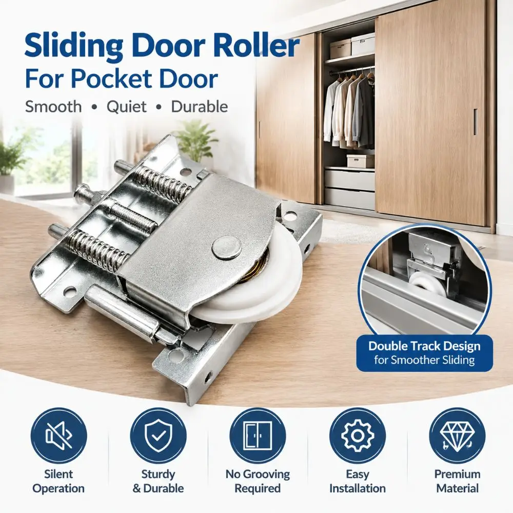 Spring-Loaded Screen Door Rollers Replacements Durable Door Roller Hardware Steel Ball Bearing Sliding Door Wheels Home Hardware