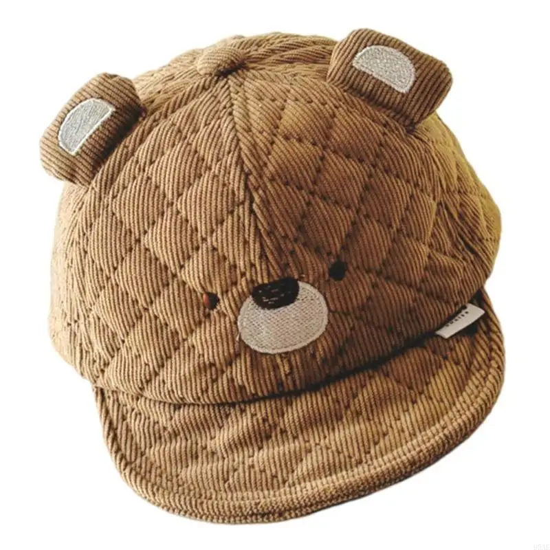 

95AE Warm Corduroy Hat for Baby Boy & Girls Soft & Adjustable Hat for Fall & Winter