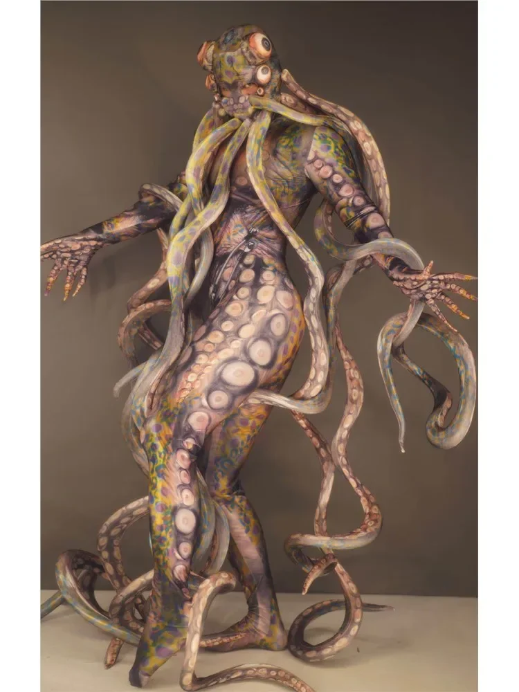 Octopus Cosplay Lifelike Jumpsuit  Halloween Costume Party Horror Thriller Stage Performance Dancer Festival Outfits