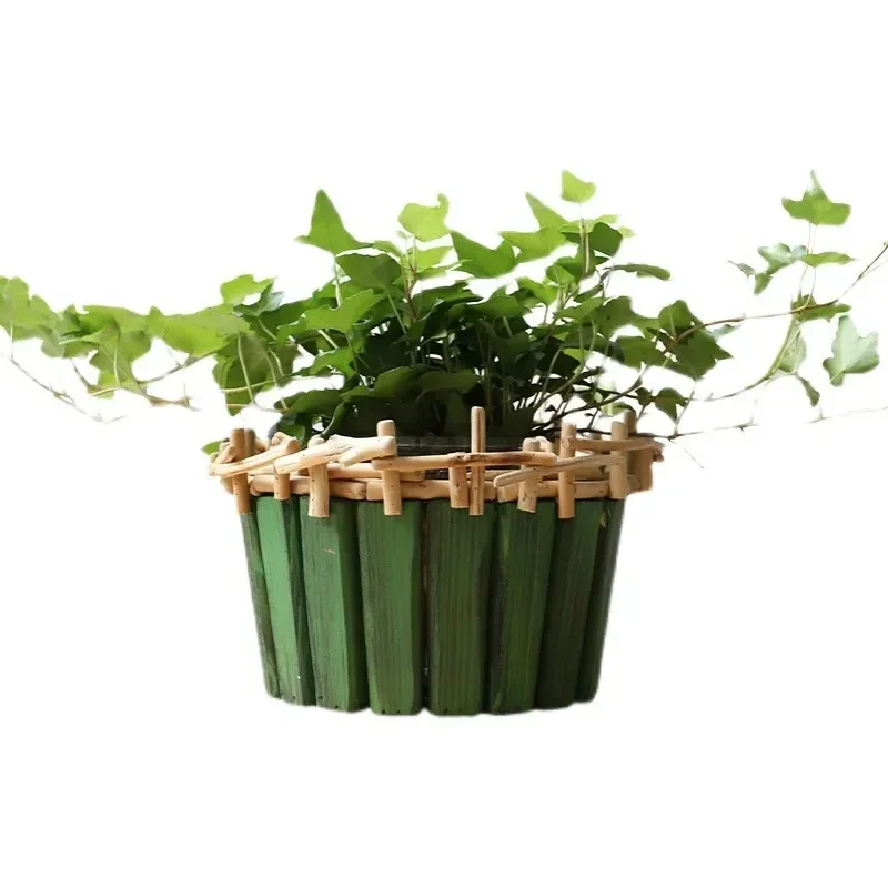 

desktop creative Nordic home simple green plant vase, living room dining table ornament, wood decoration