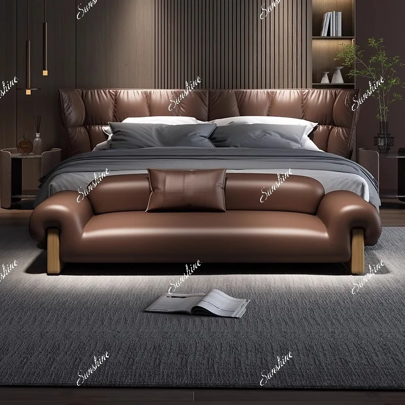 Light luxury home master bedroom bed sitting area bench hotel bed and breakfast