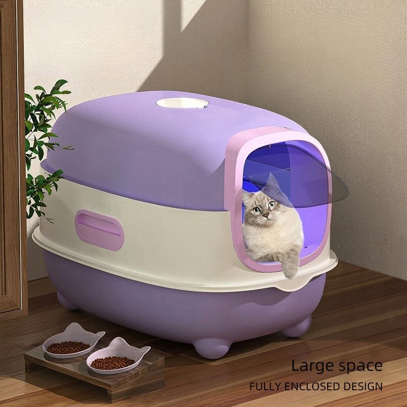 Smell Proof  Litter Box Plastic Defecation Closed Side Entrance Litter Box Large Training Sandbox Gato Accesorios Cat Supplies