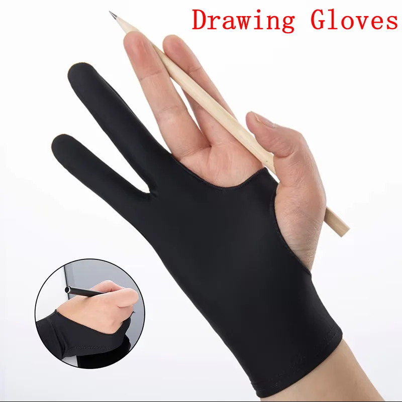 

Two-Finger Anti-fouling Drawing Glove For Artist Drawing Pencil Graphics Tablet Pad Pen Palm Rejection Glove for iPad & Android
