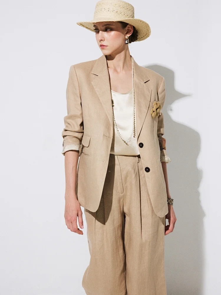 

Blacknini 4th Anniversary Cuban Style Linen Suit Jacket Vest Pants Dress Business Commute Fashion Women's Regular Fit Suit