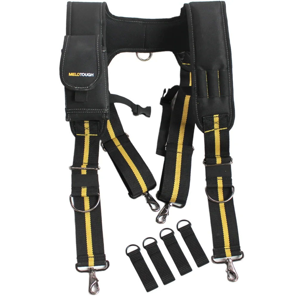 Tool Belt Braces Tool Belt Suspenders Electrician Work Braces Heavy Duty Suspenders Padded Electricians Harness with Metal Clip