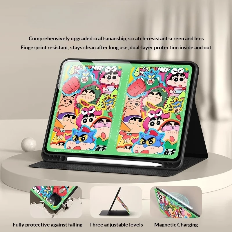 تلوين شين تشان لهاتف سامسونج تاب الوسادة جالاكسي تاب S7 S8 S9 A9 S10 S11 FE Plus 11in 12.4in 13.1in حافظة واقية غطاء لوحي