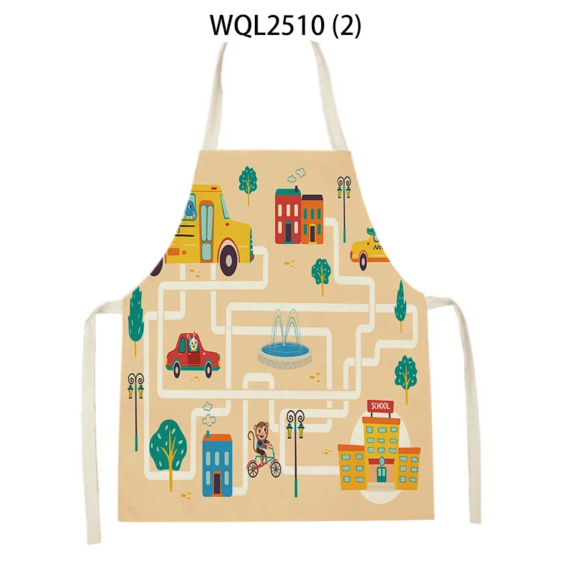 Apron Kids Apron Kitchen Household Item Cartoons Print Apron Adult Hair Apron 55x68cm Apron Custom Logo Kitchen Supplie Tablier