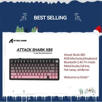 Teclado mecánico Bluetooth Attack Shark X85 RGB, trimododo 2,4G, perillas de metal, intercambio en caliente de tecla completa, win & mac
