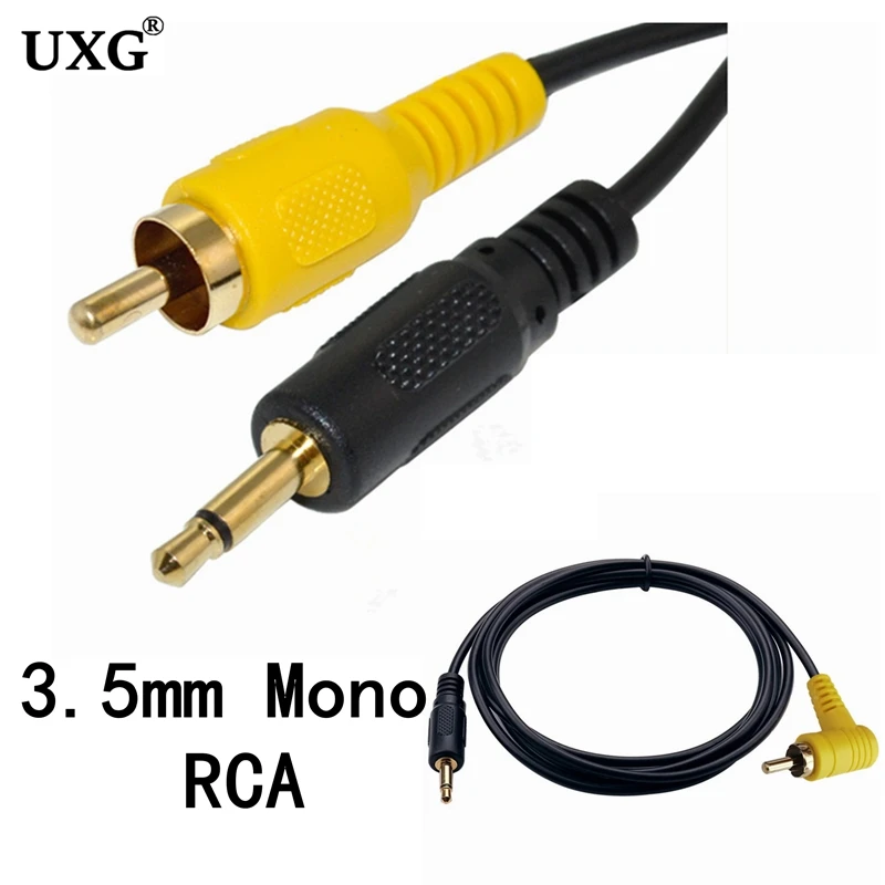 3.5mm do RCA kabel 90 stopni 3.5mm 1/8 cal Mono wtyk męski do RCA męska wtyczka 90 stopni przewód Audio pozłacane 1.8m