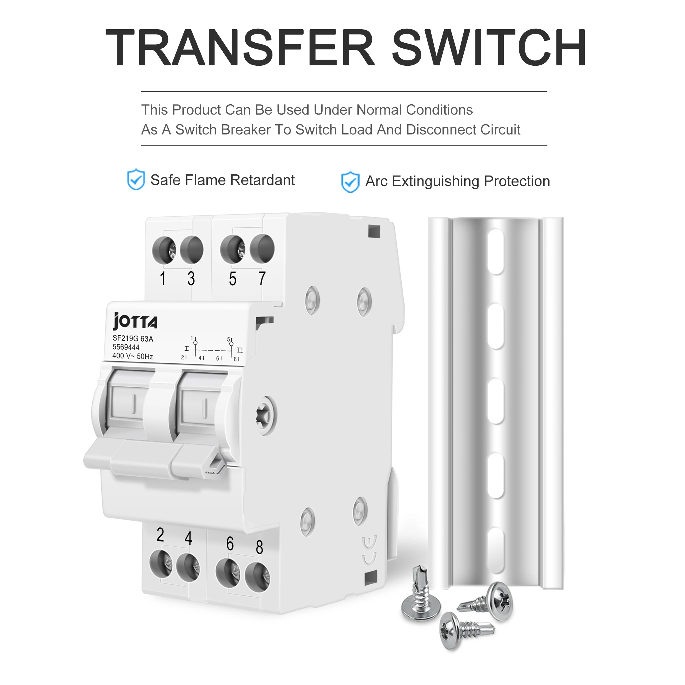 

JOTTA 2P 400V Din Rail MTS Manual Transfer Switch Dual Power Changeover Switch Interlock Circuit Breaker