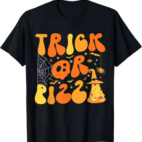 Halloween Funny Trick or Pizza Scary Ghost Deco Fall T Shirt
