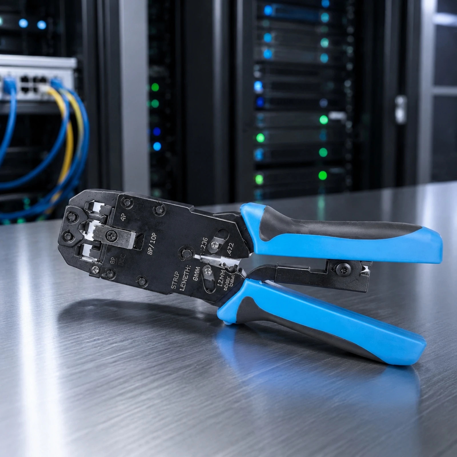 Ratcheting Network Crimping Tool Soft-Grip Multifunction Network Crimping Tool Ergonomic for DIY Enthusiasts, Home Wiring