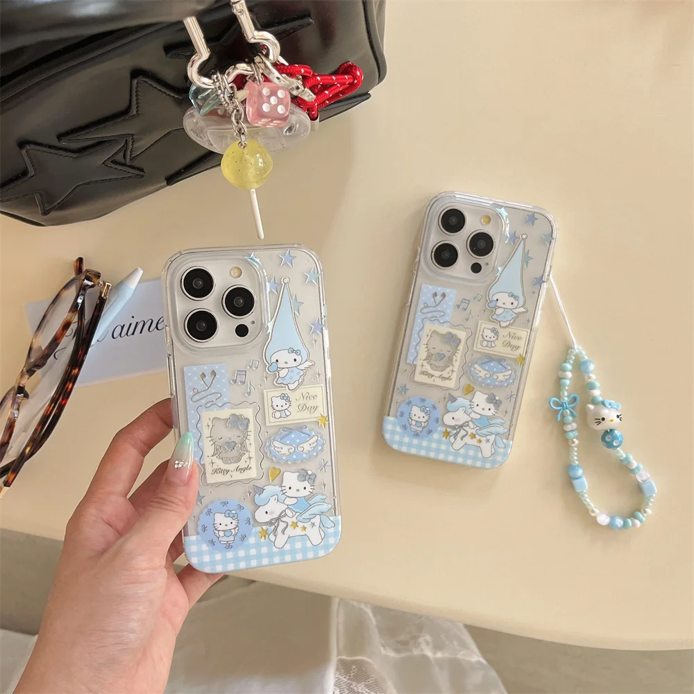 

Cute Sanrio Hello Kitty phone case for iPhone 15 14 13 15 pro 16 promax 16 Fundas with hinges cartoon new Girls protection cover