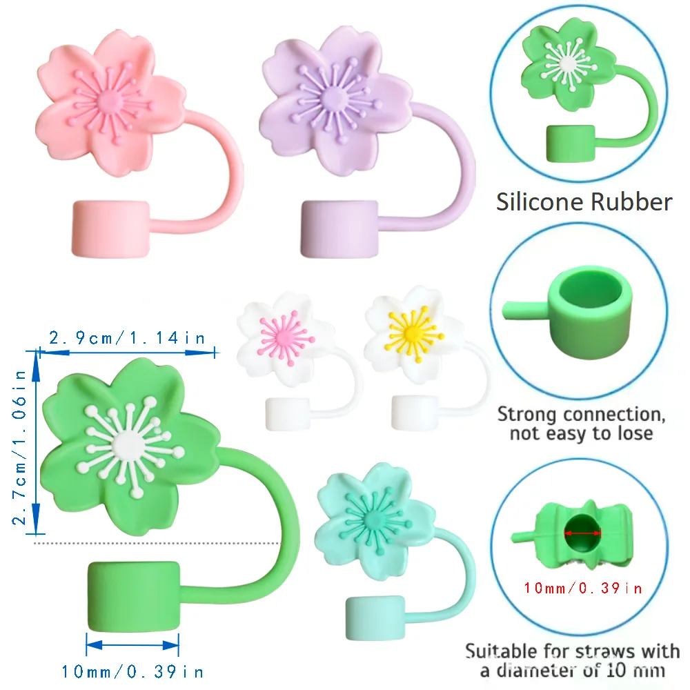 3D Cartoon Straw Cover Cap for Stanley Cup10mm Silicone with 30&40Oz Tumbler Straw Tips Lids Reusable Dust-Proof Straw Topper
