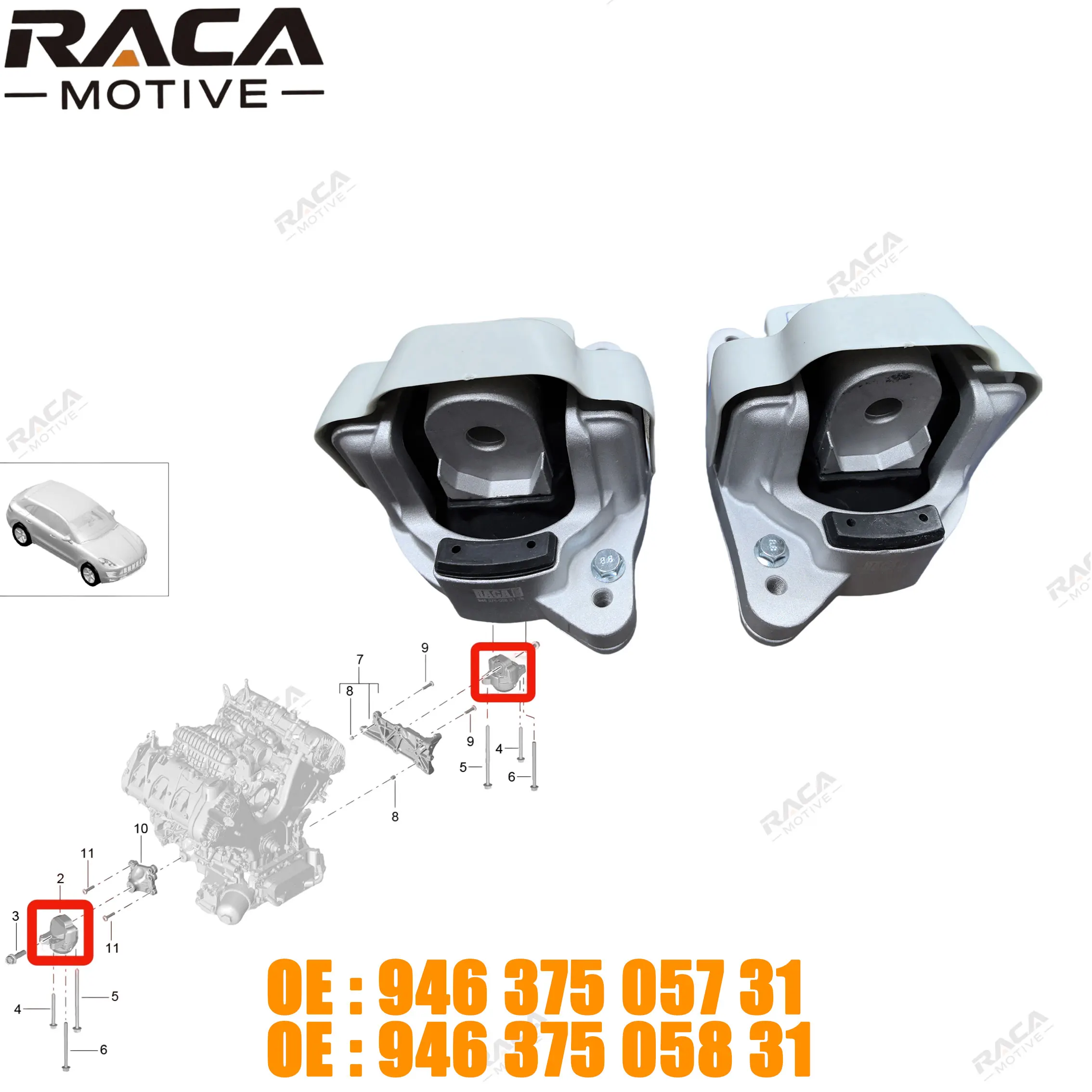

Engine Mounts for Porsche Macan (95B) 2015- 3.0t Gts 3.6t Turbo 94637505741 94637505740 94637505731 94637505831 94637505841